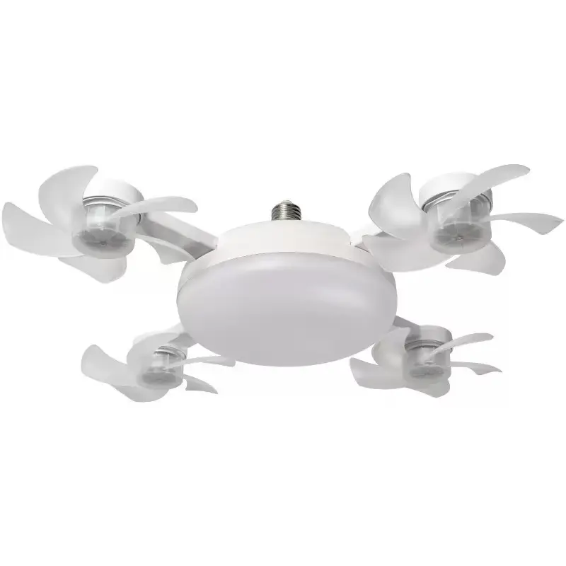 Quiet Sleep Approved  Ultra Silent 4-Blade Ceiling Fan LED Light with Remote-Drone Fan Light 4-Heads Model with 3-LevelDimming Height-Ceiling Fan Light with RemoteControl, Base Foldable Ceiling Fan with 4 FanHeads, Quiet Airflow Bright Lighting, EasyInsta