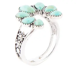 Barse Artisan Crafted Sterling Floral Blue Turquoise Ring