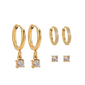 CORONÉ Hoop Earrings Set Three Pairs Classic Style for Women Hypoallergenic Tarnish-Free Waterproof