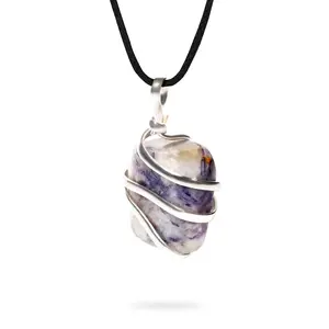 Charoite Pendant Necklace – Natural Healing Crystal Jewelry for Comfort & Courage, Heart and Crown Chakra Alignment, Ethically Sourced for Women