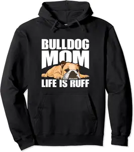 French Bulldog Dog Mom Life Is Ruff Bulldog Harness Pullover Hoodie - Taylorde Shop 53B0D4FGLMJ2