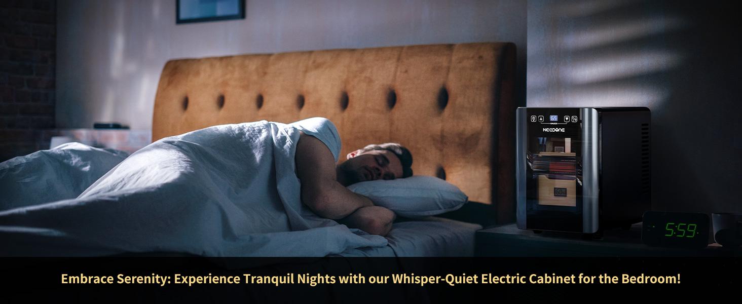 Humidor Electric 8L for Cigar with Heating & Cooling Control, Quiet Thermostatic Electric Cooler Cabinet for 80 Counts with Spanish Cedar Wood Shelves & Drawer with Hygrometer, Gift for Men