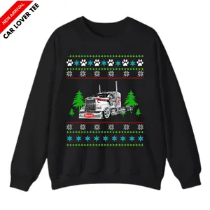 Peterbilt Christmas Ugly Sweater Big Rig Truck – Holiday Lights Semi, Festive Trees, Winter Gift for Truck Drivers & Car Lovers