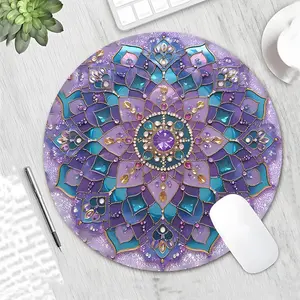 Mandala Pattern Mouse Pad, Round Mouse Pad with Non-slip Rubber Base, Decorative Mouse Mat for Gaming and Office Computers, Laptops