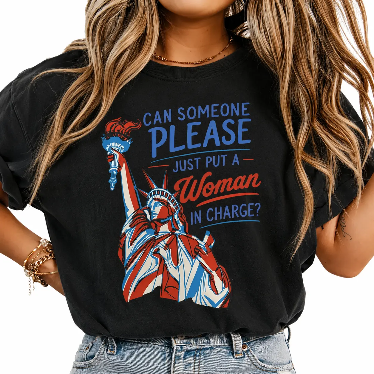 Women's Cotton 2-Piece Set - Dumbbells Over Dumbasses Round Neck Loose T-Shirt & Strappy Denim Skirt, Muscle Mommy Weight Lifting Powerlifting Gym Gift Tops, Gym Baddie