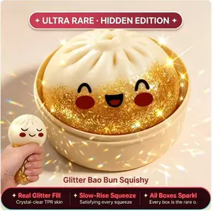 Viral Dumpling Squishy Mystery Blind Box ULTRA RARE Gold Glitter Hidden Edition | Squishy Dumpling Slow Rise ASMR Sensory Fidget Toy Soft TPR Squeeze Ball Butter Squishy Rare Pull Collectible Satisfying Unboxing Trendy Toy Gift FYP
