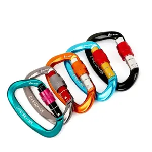 25KN Aluminum Alloy D-shaped Safety Buckle, 5 Counts/set Safety Lock with Screw for Door Locking, Suitable for Outdoor Exploration and Key Chain Use