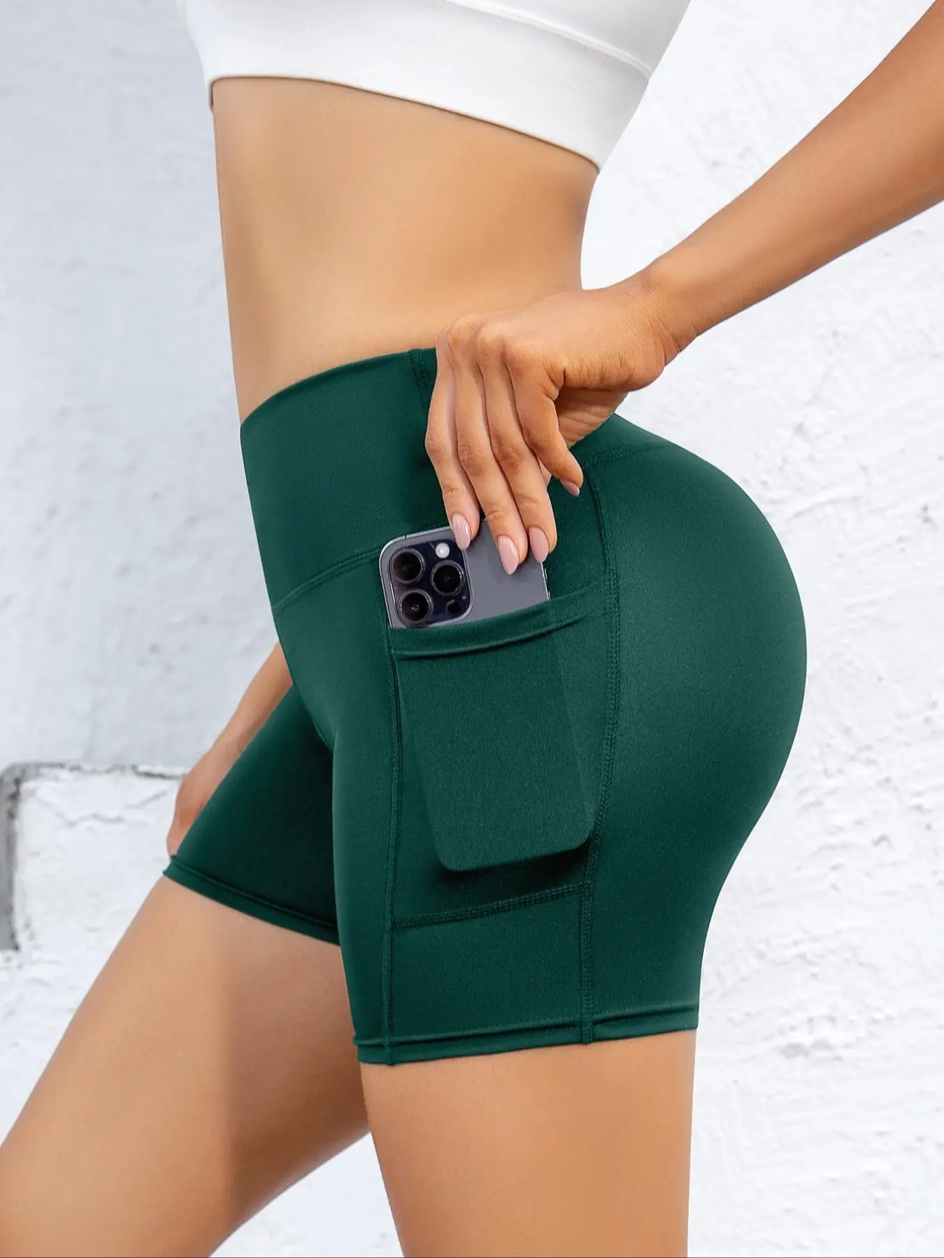 Women's Solid Color Gym Shorts, Fitness Shorts, Skinny Workout Shorts, Breathable Comfortable Yoga Shorts, Ladies Sportswear for Gym Workout Running, Comfy Breathable Shorts, Stretch Shorts, Yoga Activewear