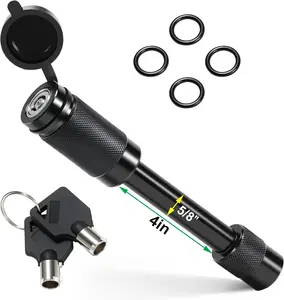 Premium Trailer Hitch Pin Lock for Class III/IV 2.5, 3 Inch Receiver - 5/8" Diameter, Anti Theft Hitches Accessories, Anti Rattle Tongue Locking for Truck, Boat, RV Trailers (Black, 4 Inch Length)
