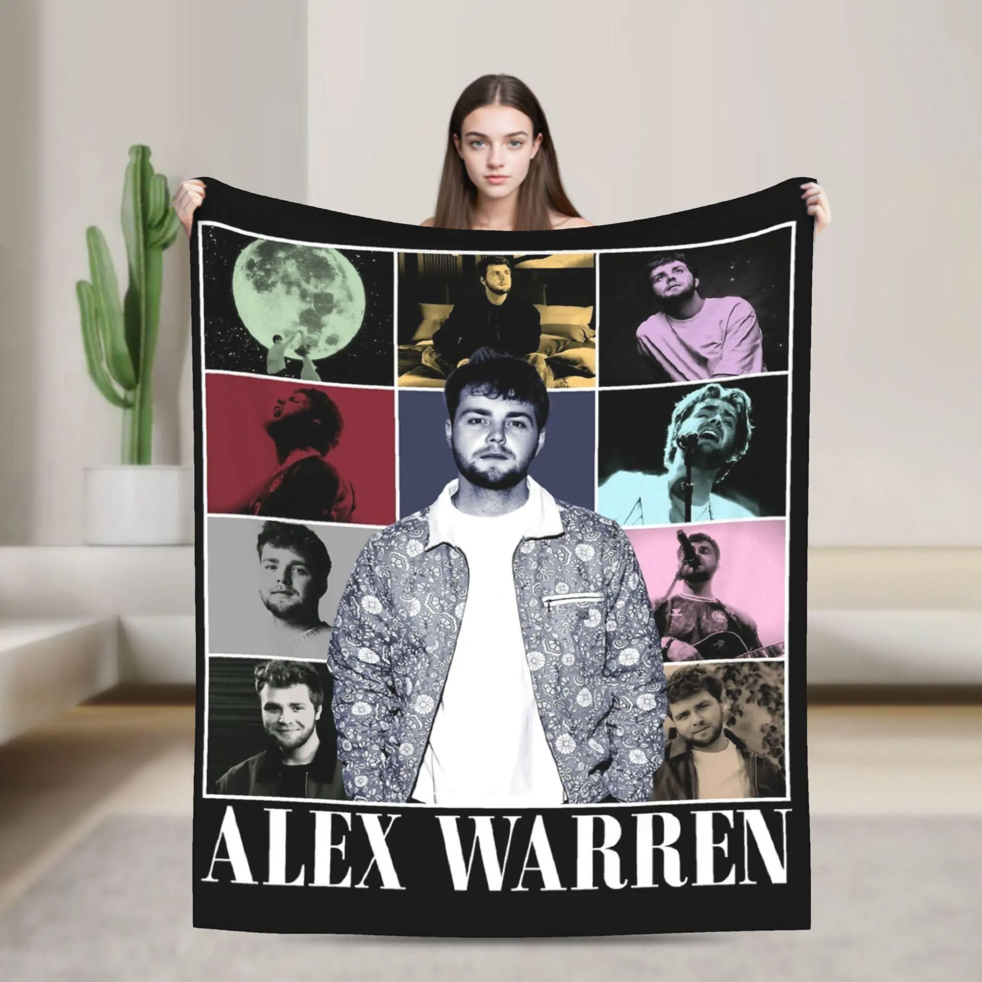 Cozy Retro Alex Warren Tour Music Printed Collage Microfiber Poly Flannel Blanket - 60x50 in, Fading-Resistant, Wrinkle-Resistant, Breathable All-Season Soft Throw, Multi-Size for Bedroom Sofa, Ideal Birthday Gift