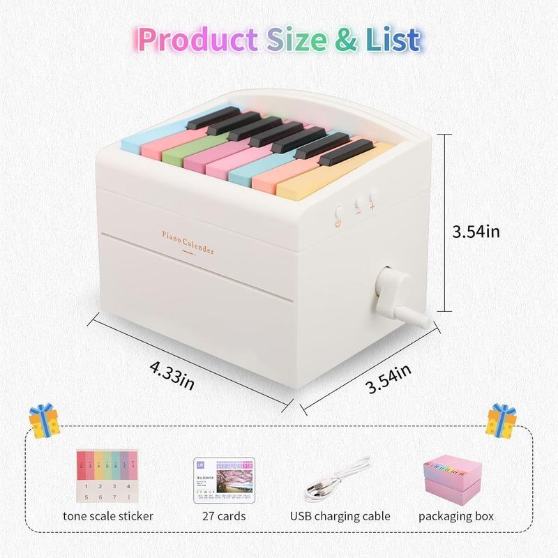 Bluetooth Hand-Cranked Mini Piano Calendar with Speaker – Playable Desktop Music Decor, Creative Gift for Birthdays/Weddings/Christmas