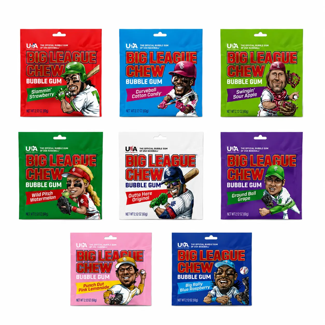 Big League Chew Bubblegum - Shredded Chewing Gum 8 Flavors