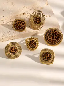 Women's Fashion Leopard Print Ring, High-End Luxurious Design, Adjustable Openable, Practical Ladies' Jewelry, Stainless Steel Material