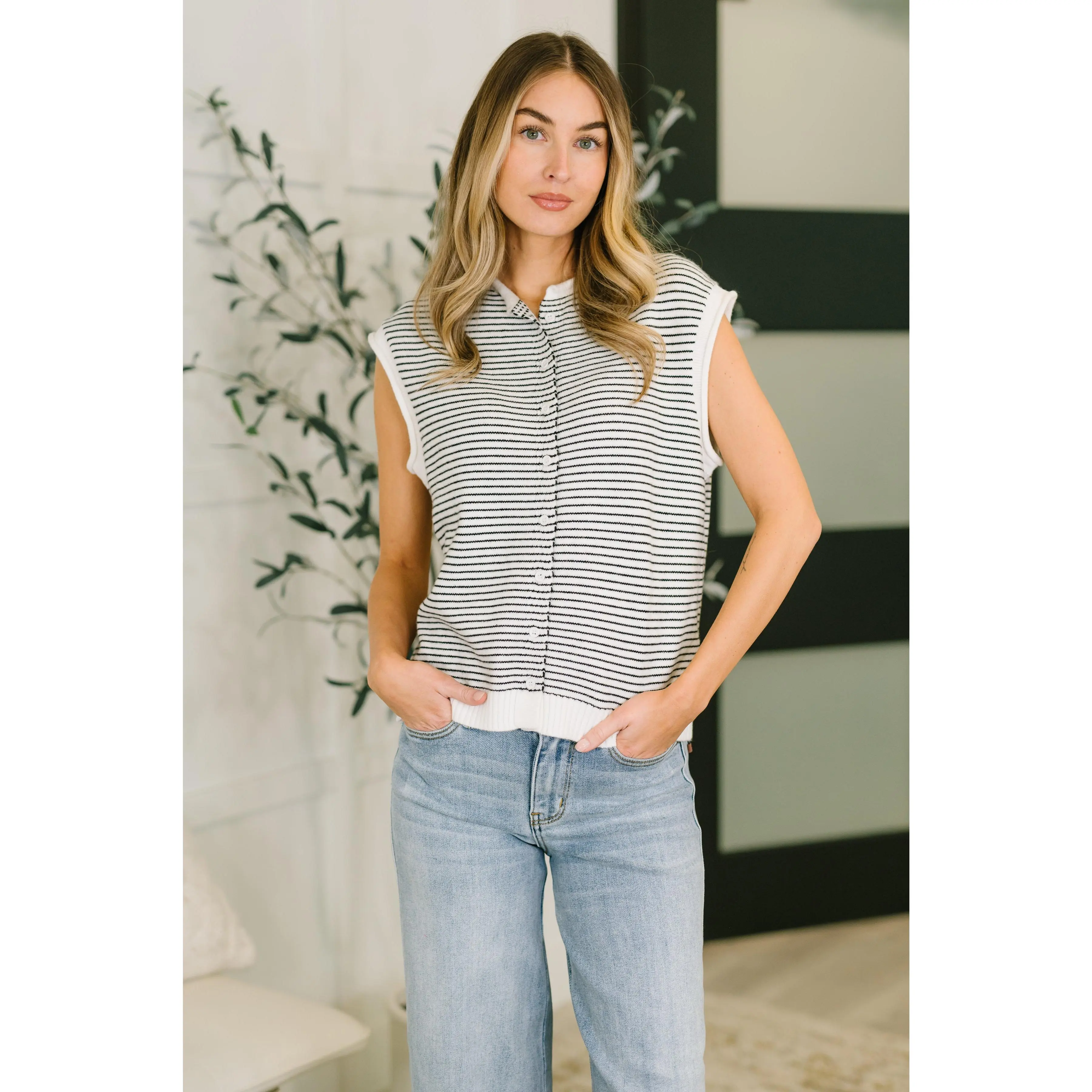 So Good It Hurts Cap Sleeve Button Down