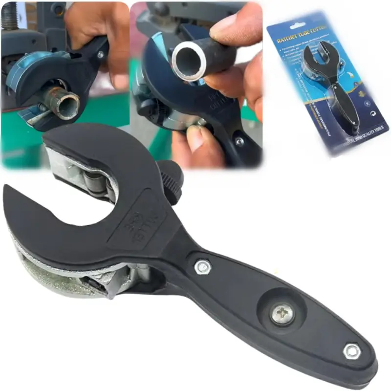 Ratcheting Tubing Cutter, 2 in 1 Close Quarters Tube Compact Cutter, Portable Ratcheting Tubing Cutter Tool for Cutting Copper, PVC, and Soft Metal Pi
