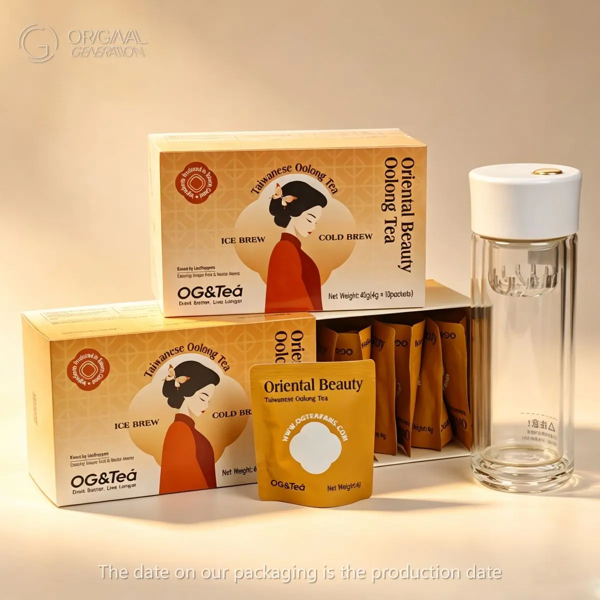 BOGO Oriental Beauty Oolong Tea 2 Cartons (1 Carton 40g 4g×10pcs)x2 Cold Brew Oolong Tea With Forest Thermos