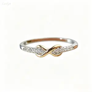 CZ Infinity Knot Stackable Ring, Gold‑Tone Pave‑Set Eternity Band with Sparkling Crystals