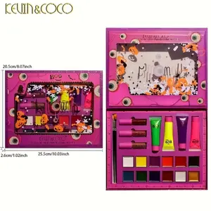 Boo-21 pc-Color Face Paint&Cosmetics Set-Kevin and Coco-Creamy Face Paint-16 Creamy Face&Body Colors/3 Matte Nude Liquid Lipsticks/2 Brushes