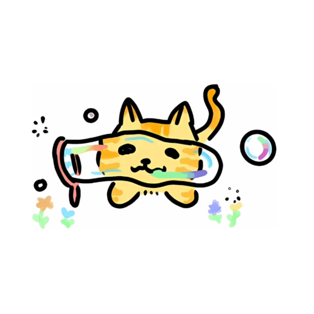 Bubble Wand Cat Sticker – 3" x 1.9"
