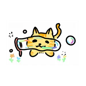 Bubble Wand Cat Sticker – 3" x 1.9"
