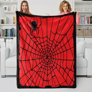 Spider-Man Badge Digital Printing Facecloth Blanket, Superhero Theme Cover Blanket, Super Soft Warm Plush Gift Blanket, Hd Printing Skin-Friendly Sofa Bed Leisure Blanket, Children and Teenagers Holiday Birthday Gift Goodies, Versatile Use
