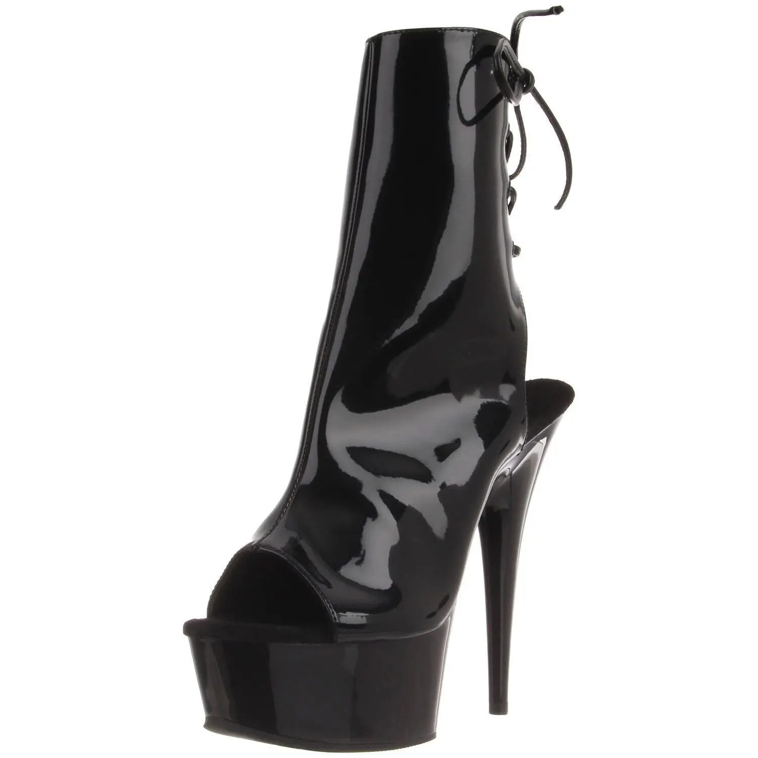 PLEASER DELIGHT-1018 Black Pat Ankle Boots, Shoe, Footwear