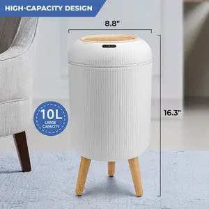 Automatic Smart Induction Trash Can with Lid - Nordic Style, Waterproof, Space-Saving, Eco-Friendly Motion Sensor Bin for Household Bathroom Use