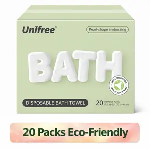 Unifree Disposable Bath Towel 5-20 Count, Individually Packed, Large Size 27.5 x 55 Inches, Absorbent Table, Great for Travel, Gym, Barber Use