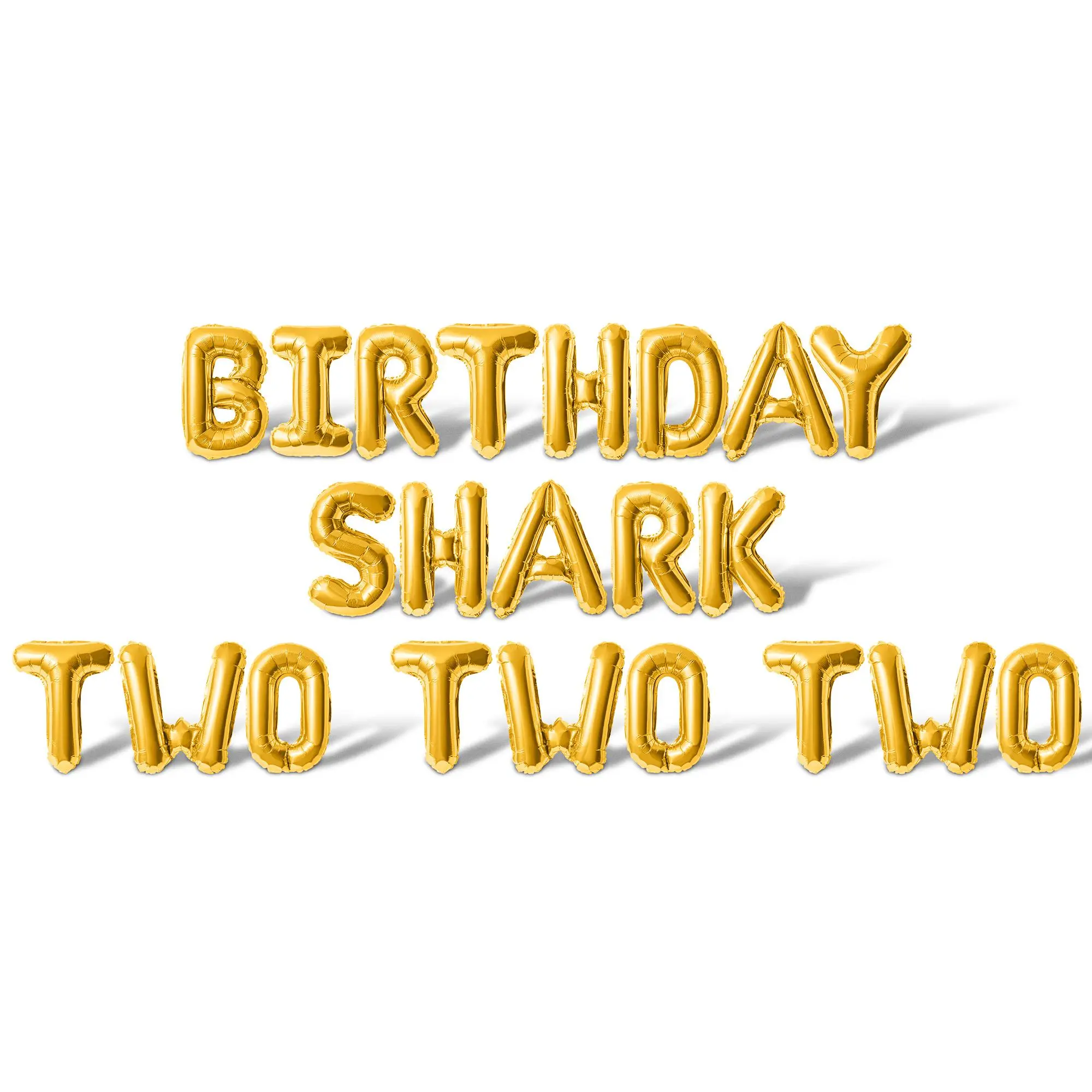 Letter Balloons - BIRTHDAY SHARK TWO TWO TWO 16" Inch Alphabet Letters Foil Mylar Balloon 2nd Birthday Party Banner