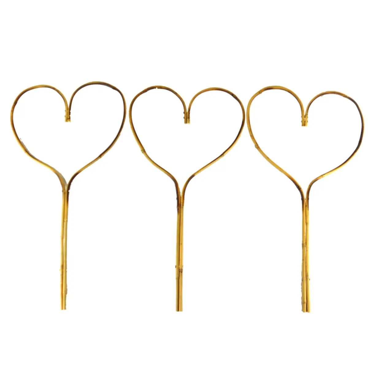 Eastern Star BH117ES3 24-in 3 Bamboo Heart Stakes (Pack of 3) - Handcrafted, Steel Riveted, Custom Folded, for Craft Ideas, Valentine's Day, Outdoor Plant Support & Yard Decor
