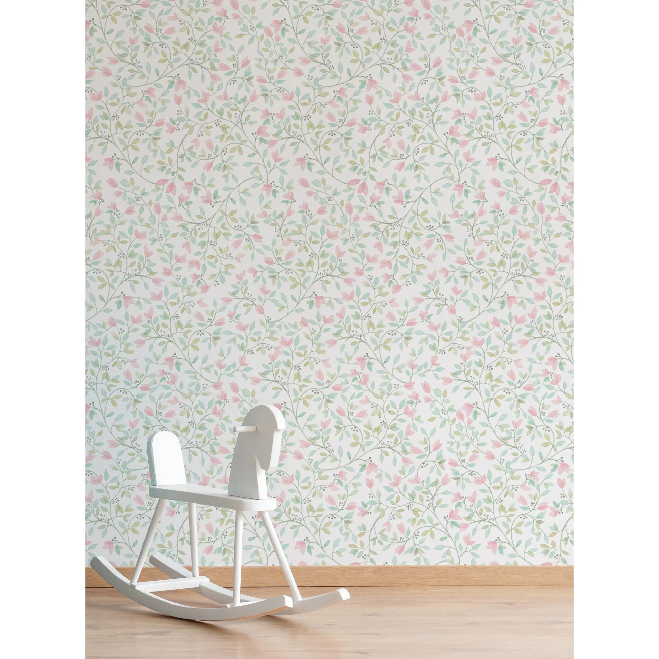 Floral Vines Watercolor Botanical Wallpaper - Peel-and-Stick Adhesive Thin Film Auto-Adhesive Floral Decorative Sticker, Repositioned and Reused