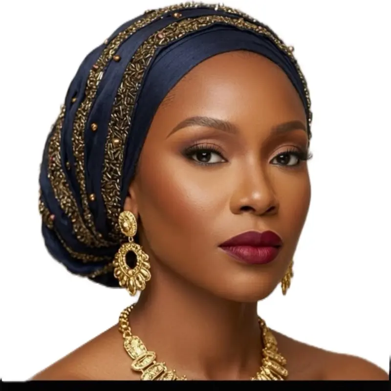 Broken Rice Beaded  luxury Turban Headband, Elegant Design with Exquisite Beads, Comfortable Fit, Versatile for Special Occasions-Work-Care-Religious Use, Women's Hair Decor for Wardrobe Enhancement