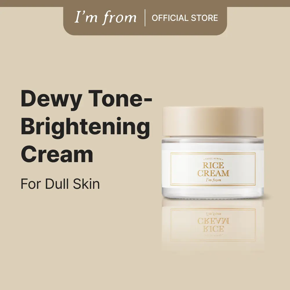 [I'm From Official Shop] Rice Cream 1.69 Ounce, 41% Rice Bran Essence with Ceramide, Glowing Look, Improves Moisture Skin Barrier, Nourishes Deeply, S