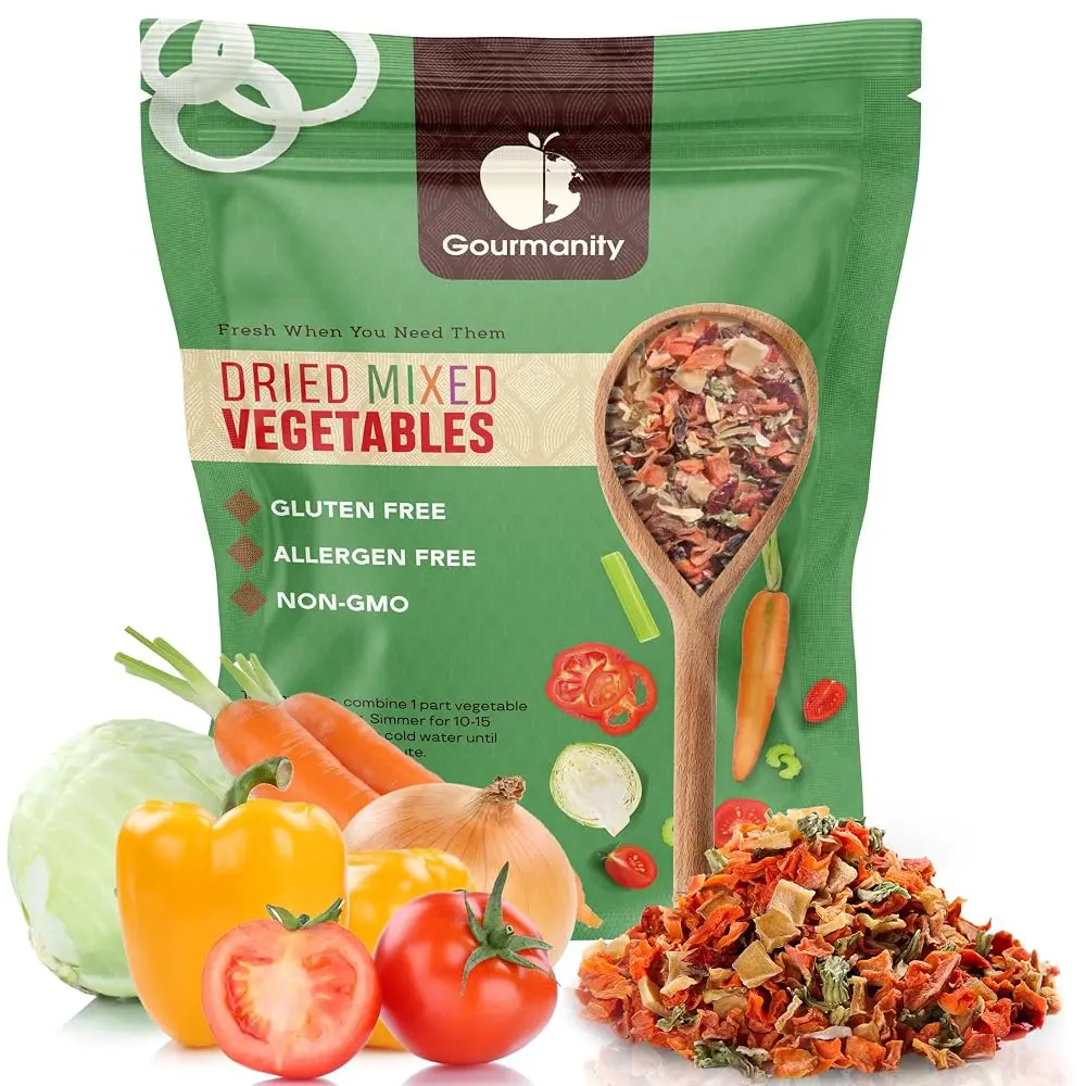 Tasty Dehydrated Vegetable Soup Blend for Ramen, Stews and Emergency Food, All Natural, Non-GMO, Bulk Resealable Bag