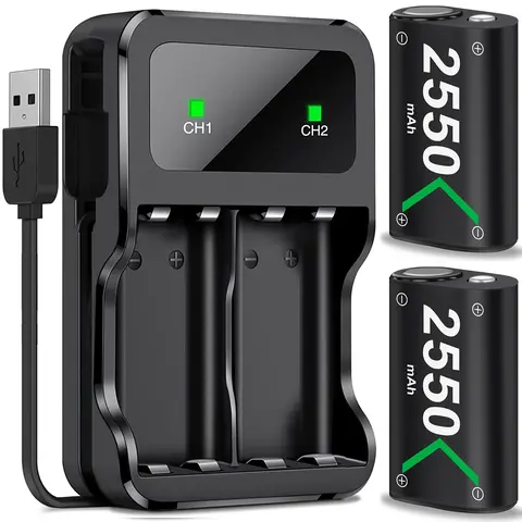 Charger for Xbox One Controller Battery Pack with 2x5520mWh Rechargeable Xbox One Battery Charger Station for Xbox Series X|S, Xbox One S/X/Elite Controllers-Xbox One Accessories