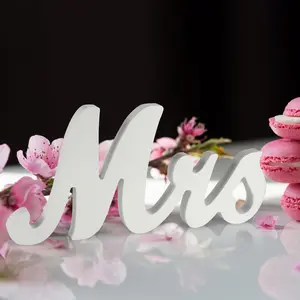 Garvee Large Wedding Sign "Mr & Mrs" - Freestanding White Wooden Letters for Table Decoration, Board Topper, and Anniversary Celebrations