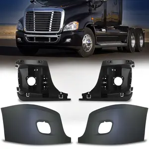 Corner Side Bumper with Reinforcement Support for 2008-2017 Freightliner Cascadia | with Fog Light Hole | Pair