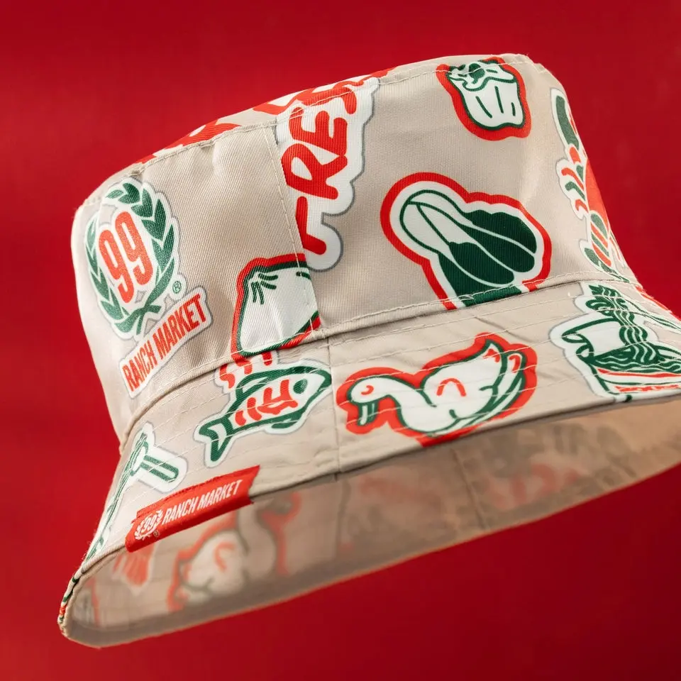 99RANCH Casual Cotton Reversible Bucket Hat - Solid Color Trendy Hat, Iconic Snacks Themed Fashion Accessory with Vintage Twist OG Icons, Solid Color Hat