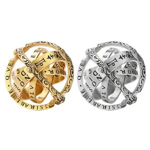 Astronomical Foldable Ring Necklace Astronomical Sphere Ball Ring Cosmic Finger Ring Couple Jewelry February Valentine's Day