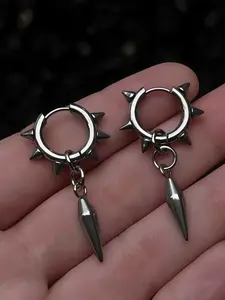 1 Pair of Hip-hop Rock All Body Stainless Steel Hypoallergenic Tapered Earrings for Men and Women, Minimalist Punk Street Style Party Earrings