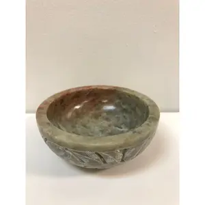 Soapstone Scrying & Smudge Bowl, Leaves Carving