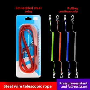 Automatic Retractable Steel Wire Fishing Safety Rope, Stretchable Design, Available in Various Lengths