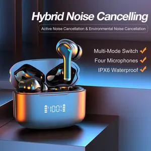 Wireless Earbuds, Bluetooth 5.3 Headphones In Ear with 4 ENC Noise Cancelling Mic, New Bluetooth Earbuds Mini Deep Bass Stereo Sound, 20H Playtime LED Display Wireless Earphones IP6 Waterproof