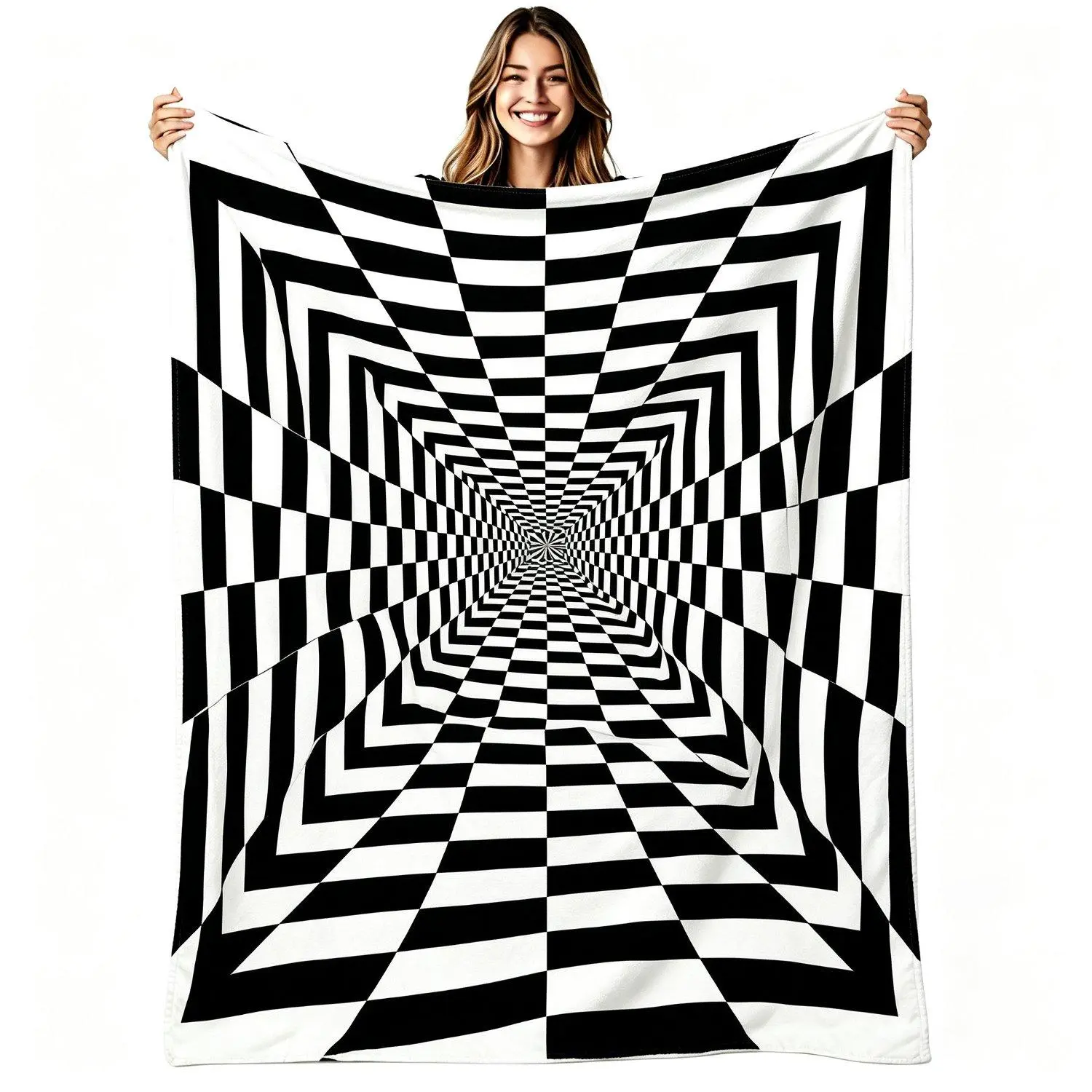 Black White Checkered Throw Blanket Retro Distorted Check Pattern Soft Flannel Blanket Home Decor Blanket Cozy Warm Sofa Couch Bed Blanket Gift For Women Men Checkerboard Lovers