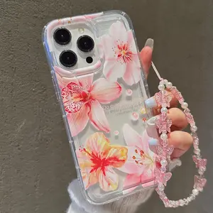 Hawaiian Flower Phone Case Compatible with iPhone 11-15 Pro Max, Samsung a Series & S21/s22 Models, Stylish Strap Included