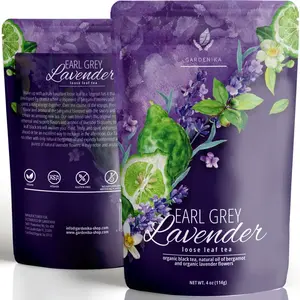 Gardenika Organic Earl Grey Loose Leaf Black Tea with Lavender and Bergamot Oil - 4 oz Beverage Traditional