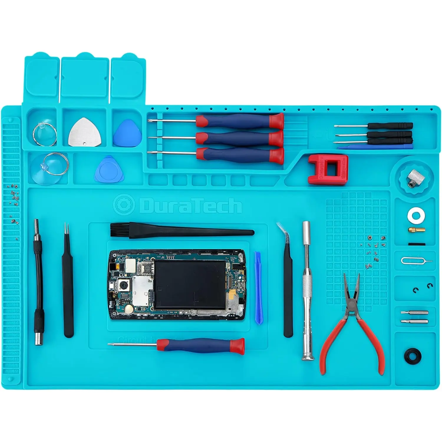 DURATECH Silicone Soldering Mat, Heat Resistant 932°F Electronics Repair Mat, Tools and Parts Organizer, Large Magnetic Work Mat for Watch, Phone, Ipad, Laptop Repair, Soldering Iron, 17.7"*11.8" Hangzhou Great Star Industrial Co,.LTD