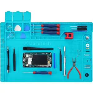 DURATECH Silicone Soldering Mat, Heat Resistant 932°F Electronics Repair Mat, Tools and Parts Organizer, Large Magnetic Work Mat for Watch, Phone, Ipad, Laptop Repair, Soldering Iron, 17.7"*11.8" Hangzhou Great Star Industrial Co,.LTD