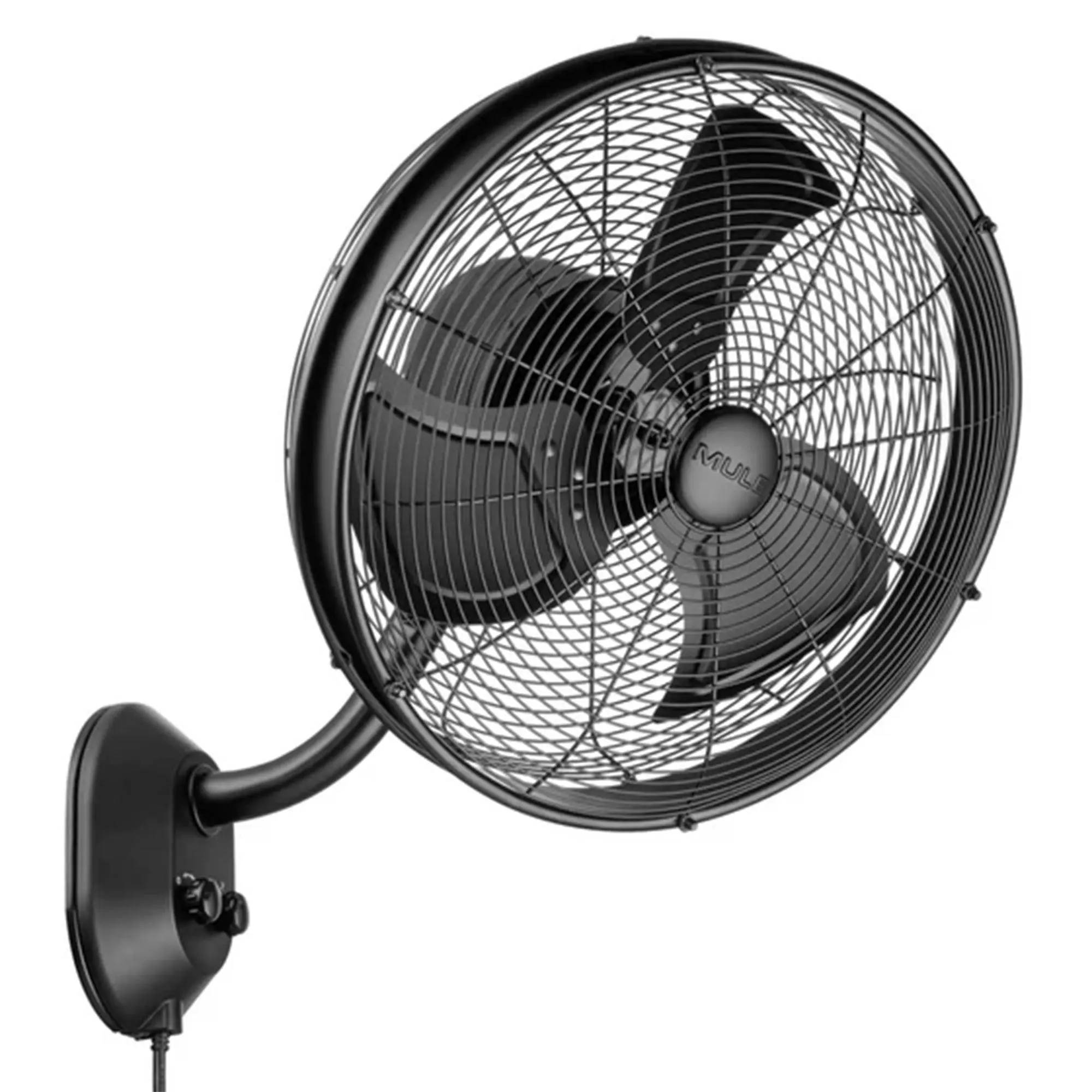 Mule 18" KWIK Install Wall Mount Outdoor Oscillating Wet Rated Fan, Matte Black