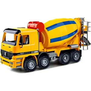 14” Large Cement Mixer Truck Big Construction Vehicle Toy Friction Powered Oversized Pretend Toy Gifts Toy for Toddlers Boy Toys Age 5-6 Years Old Pretend Play